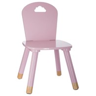 Krzesło dziecięce Sweet różowe Solidne krzesełko z oparciem w kolorze różowym, ze wzorem chmurki, do pokoju dziecięcego