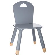 Krzesło dziecięce Sweet szare Solidne krzesełko z oparciem w kolorze szarym, ze wzorem chmurki, do pokoju dziecięcego