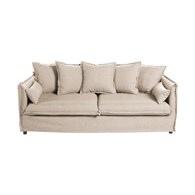 Sofa 3 osobowa Odilon Drewniany korpus, siedzisko wykonane z wysokiej jakości tkaniny, 7 poduszek dekoracyjnych w zestawie