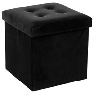 Pufa pikowana Adaline Black 38x38 cmSkładana konstrukcja, miękkie siedzisko wykonane z przyjemnego w dotyku materiału, z funkcją schowka