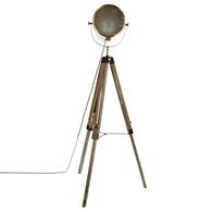 Lampa podłogowa Ebor 150 cm Metalowy klosz w kolorze złotym, podstawa wykonana z drewna, możliwość regulacji i dostawania kąta padania światła do własnych potrzeb