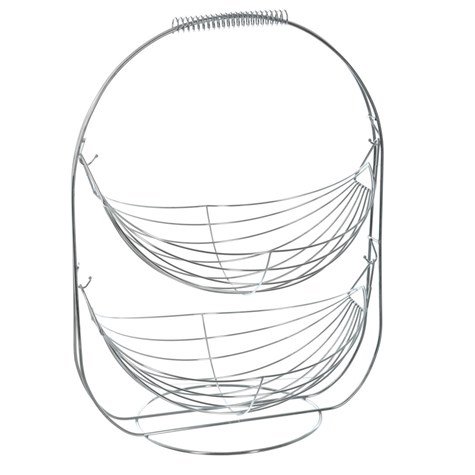 Dwupoziomowa patera na owoce i warzywaWykonana z metalu, dwupoziomowa misa do eksponowania owoców i warzyw w jadalni lub kuchni, zdejmowana ze stojaka
