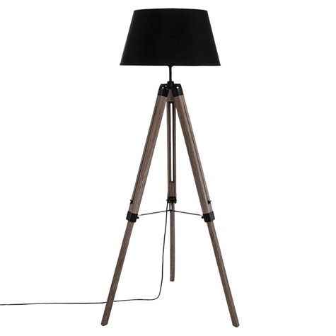 Lampa podłogowa Runo Black 145 cm Abażur wykonany z tkaniny w kolorze czarnym, drewniane nogi, funkcjonalny oraz stylowo wyglądający dodatek do wnętrz