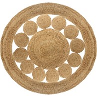 Okrągły dywan jutowy Lace 120 cm Ażurowy wzór, naturalny materiał, minimalistyczny i elegancki design