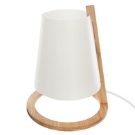 Bambusowa lampka nocna Pita 26,5 cmPodstawa wykonana z drewna bambusowego w naturalnym kolorze, biały abażur, idealna do salonu lub sypialni