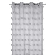 Firana POMPINOU 140x260 pompony srebrna