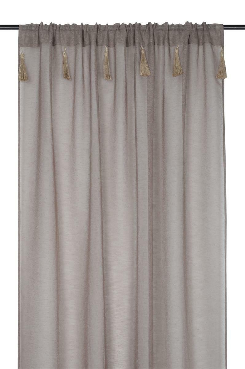 Firana boho IBIZA 140x260 frędzle taupe