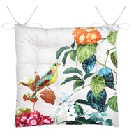 Poduszka na krzesło EMMY 38x38 cm biała rośliny