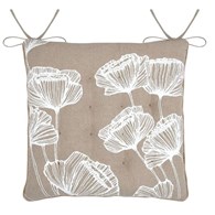 Poduszka na krzesło ORIANA 38x38 cm beżowa białe kwiaty