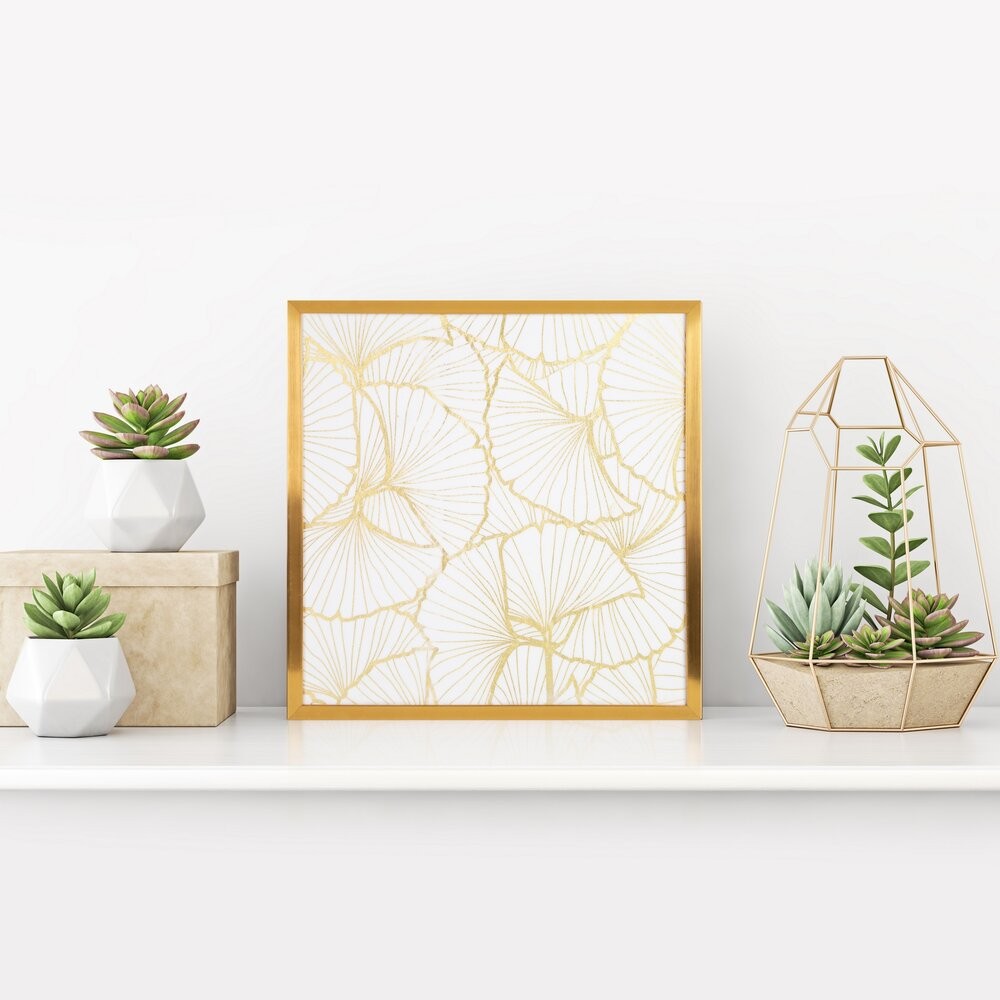 Obraz LUNA3 53x53 cm złote liście miłorz