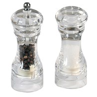 Zestaw 2 przezroczystych młynków do soli i pieprzu 6xh14 cm