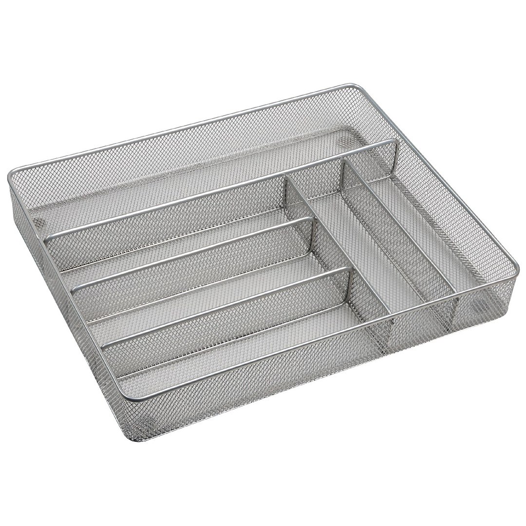 Organizer na sztućce metalowy 6 przegródek 37 cm