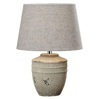 Lampa Jesse nocna stołowa  - wys. 32 cm materiał ceramika, poliester, odcienie szarości, gwint E14, moc żarówki 40W