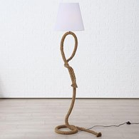 Lampa podłogowa Toko 170 cm Wykonana z metalu oplecionego grubym sznurem, z białym abażurem, oryginalny design