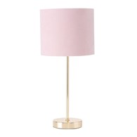 Lampa stołowa Lorie różowa Elegancka lampa na metalowej nóżce z różowym abażurem, o wymiarach 18x40 cm