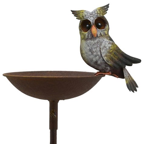 Poidełko z sową na metalowym stojaku h124,5 cm