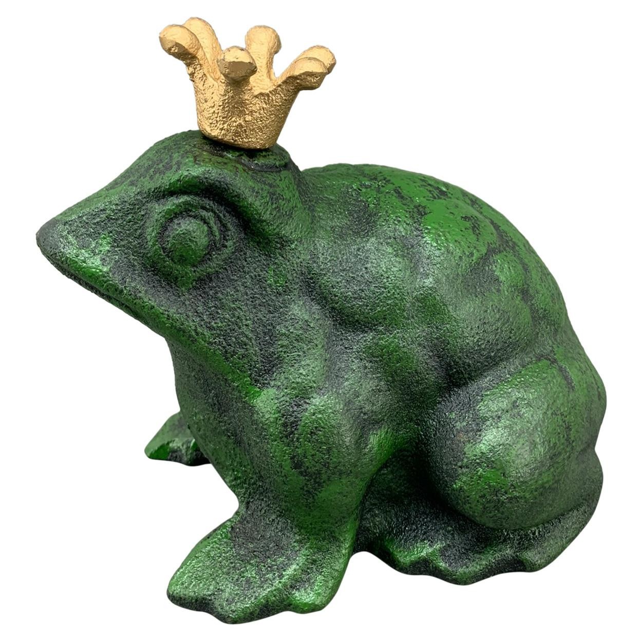 Figurka żaby z koroną z żeliwa h12 cm
