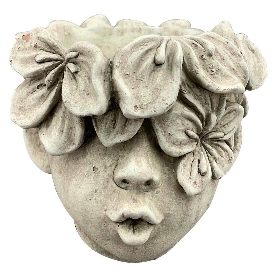 Doniczka głowa z kwiatową koroną h13,5 cm