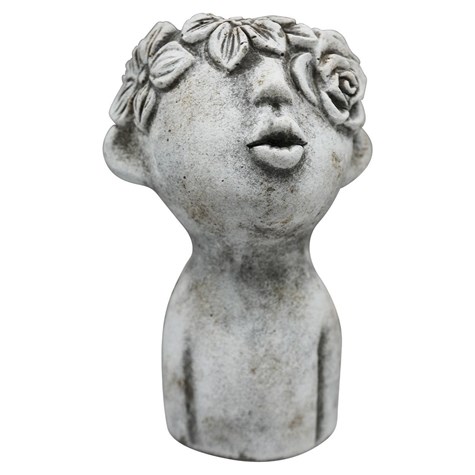 Doniczka głowa z cementu szara h16 cm