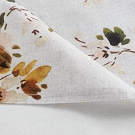 Bieżnik NATU/3 40x140 cm lniany + brąz Bieżnik z tkaniny z dodatkiem lnu z nadrukiem z motywem roślinnym