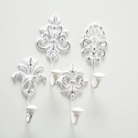 Komplet wieszaków ściennych Ivy metalowy, kolor biały, przecierane, wysokość 17 cm