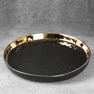 Patera ETNA2 czarna 26x3 cm złote akcent