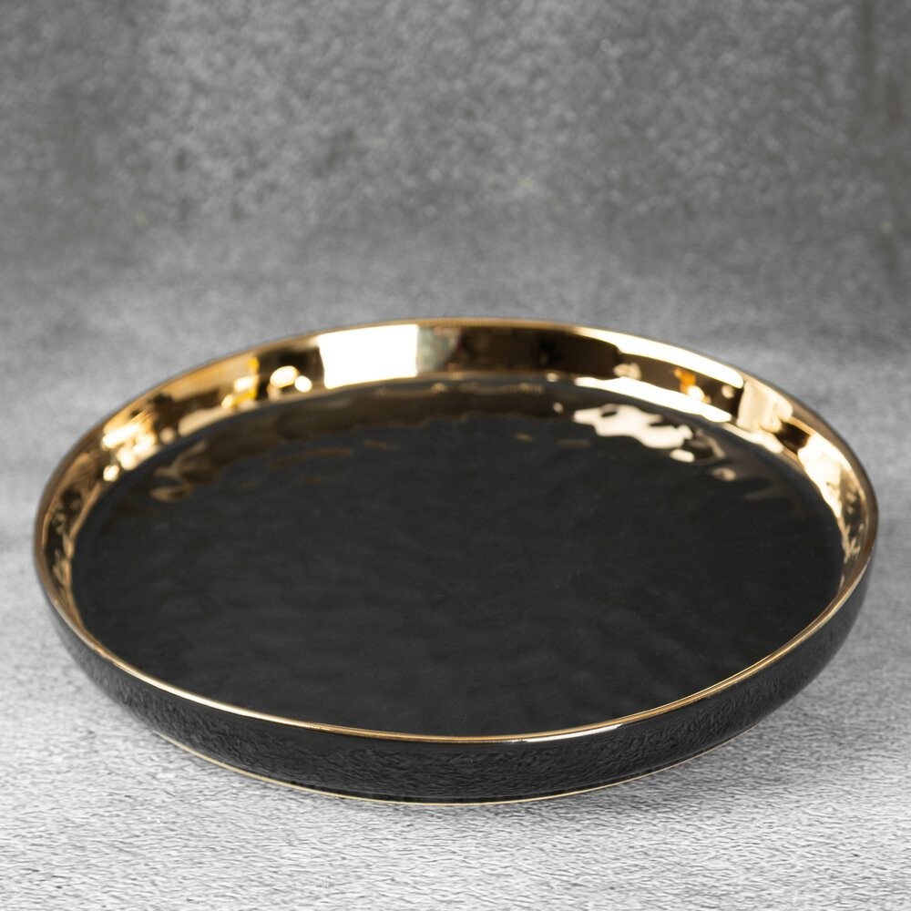 Patera ETNA2 czarna 26x3 cm złote akcent