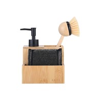 Bambusowy dozownik na płyn ze szczotką i gąbką