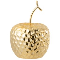 Figurka ceramiczna Apple Gold 12 cm W kolorze złotym, metalowy ogonek, stylowy i oryginalny dodatek do wnętrz