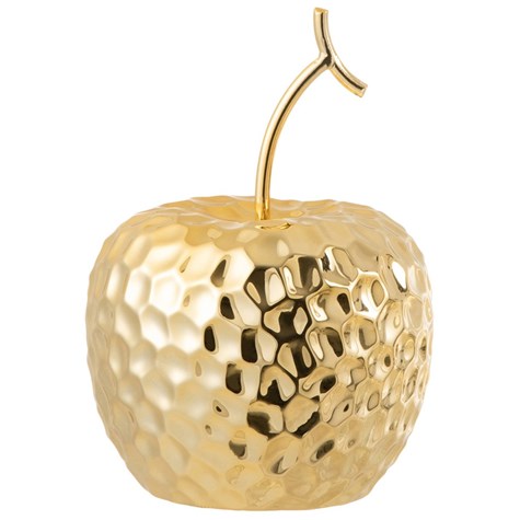 Figurka ceramiczna Apple Gold 12 cm W kolorze złotym, metalowy ogonek, stylowy i oryginalny dodatek do wnętrz