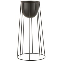 Kwietnik z osłonką Lines Black 45 cm Całość wykonana z metalu, minimalistyczny design i elegancka kolorystka, idealna dekoracja do domu bądź na taras
