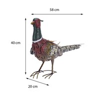 Dekoracyjny ptak Bażant do ogrodu Dekoracyjna figurka ogrodowa, rzeźba bażanta wykonana z metalu w wyrazistych kolorach o wymiarach: 40x58x20 cm