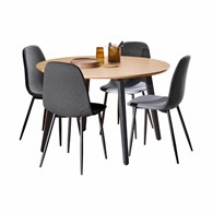 Okrągły stół z 4 krzesłami szare Cadiz