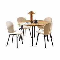 Okrągły stół z 4 krzesłami jasny beż Cadiz