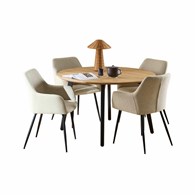 Okrągły stół z 4 krzesłami Cadiz beż