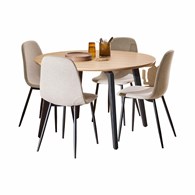 Okrągły stół z 4 krzesłami beż Cadiz