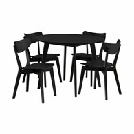 Okrągły stół z 4 krzesłami czarny Roxby