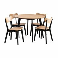 Stół z 4 krzesłami dębowo-czarne Roxby