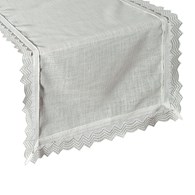 Bieżnik SILEN 35x180 cm biały z koronką