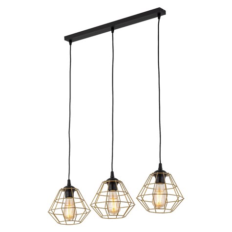 Lampa Wisząca DIAMOND Złota 3xE27 Listwa