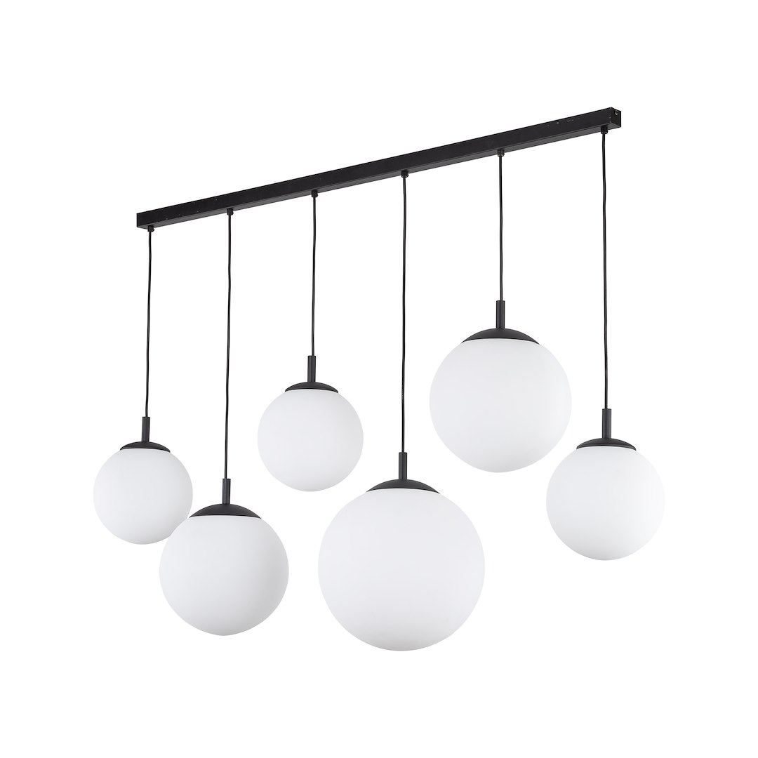 Lampa Wisząca ESME Biały Czarny Szklane Klosze  6xE27 130cm