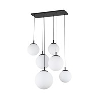 Lampa Wisząca ESME Biały Czarny Szklane Klosze  6xE27 77cm