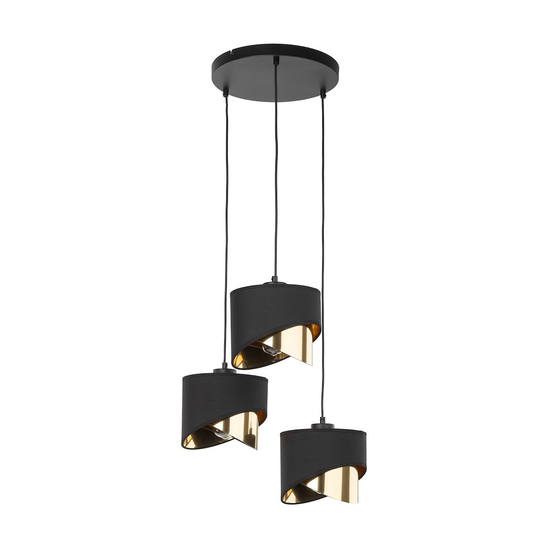 Lampa Wisząca GRANT Czarny Złoty 3xE27 Koło