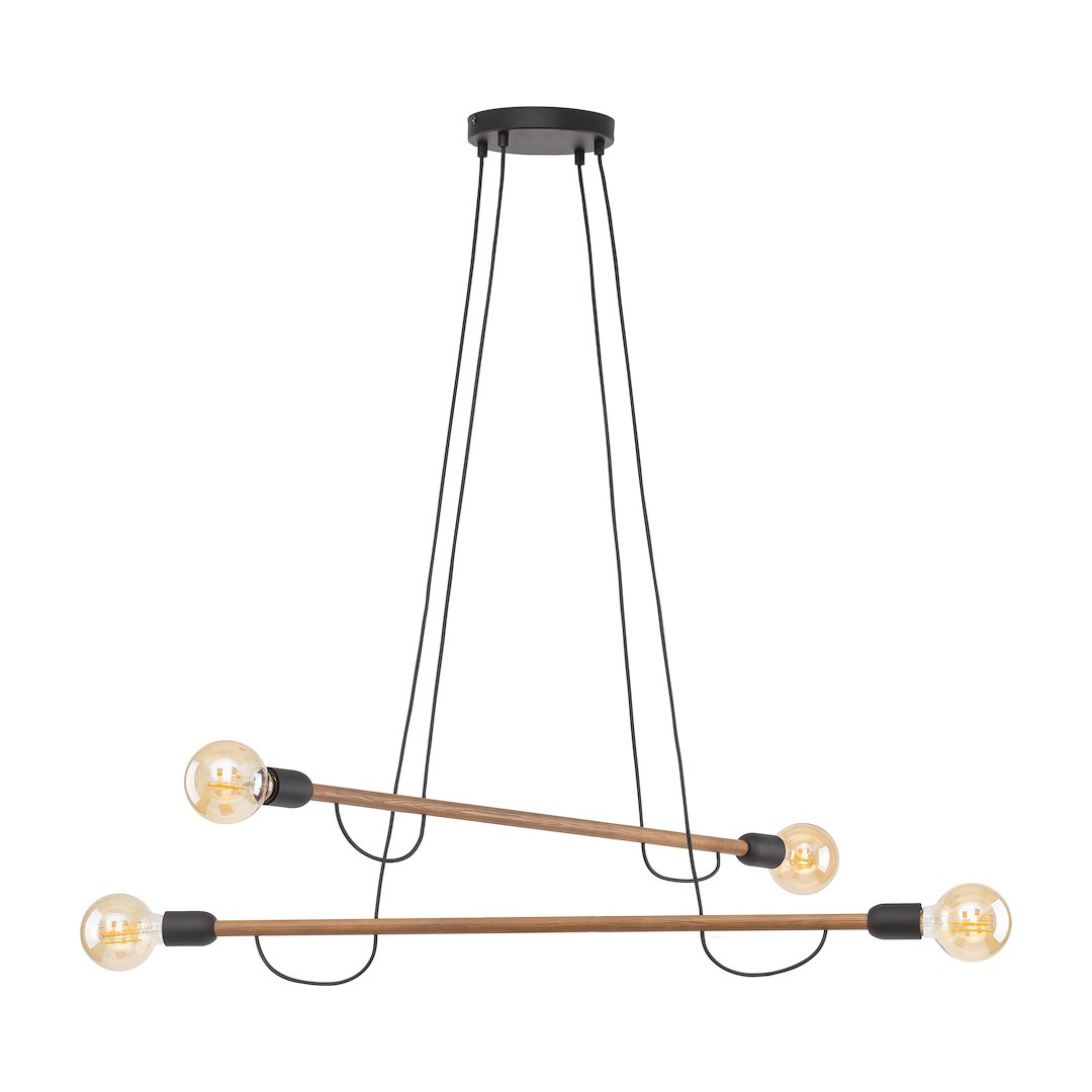 Lampa Wisząca HELIX WOOD Orzech 4xE27