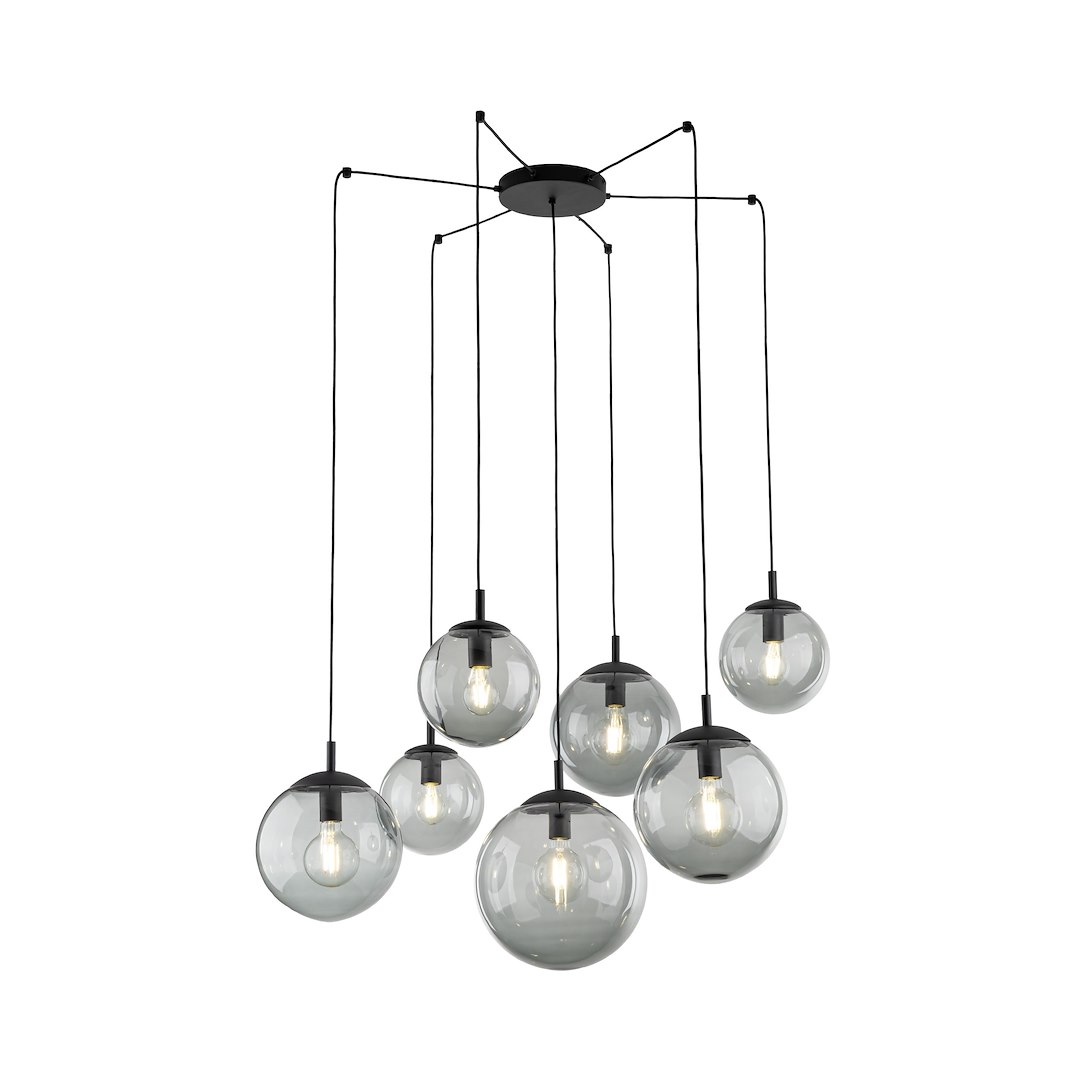 Lampa Wisząca ESME Grafitowy Szklane Klosze  7xE27