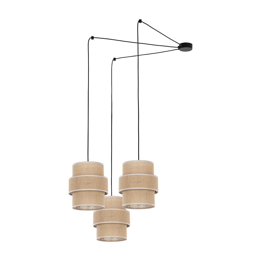 Lampa Wisząca CALISTO Juta Abażury 3xE27