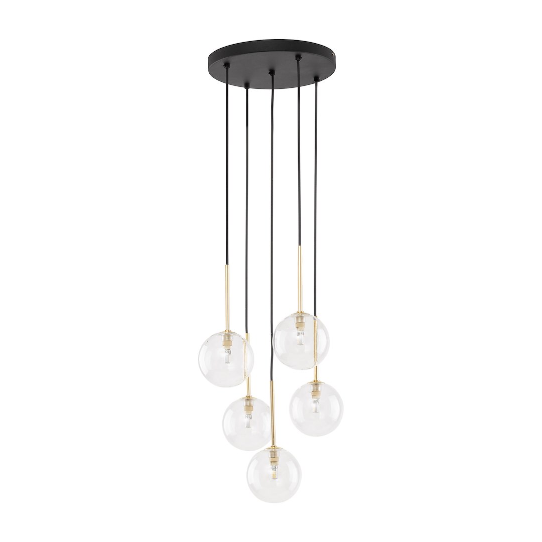 Lampa Wisząca NILOS Czarny Złoty Szklane Klosze 5xG9