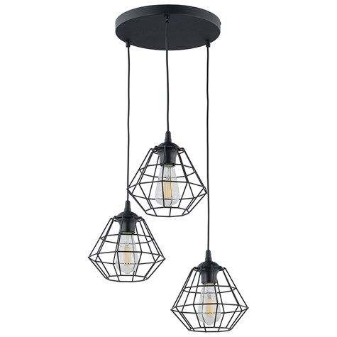 Lampa Wisząca DIAMOND Czarna 3xE27 Koło