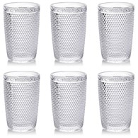 Komplet 6 szklanek Elise Clear 300ml Wykonane z niebarwionego szkła z pięknym tłoczeniem, przeznaczone do serwowania wody, soku i napojów, wysokość 12,8 cm