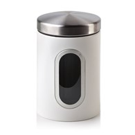 Pojemnik metalowy Samuel White Biały matowy kolor, posiada okienko do szybkiego podglądania zawartości, idealny do przechowywania kawy, herbaty i wielu innych produktów spożywczych